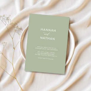 Script Boho Minimalist Sage Grönt Färg Bröllop Inbjudningar