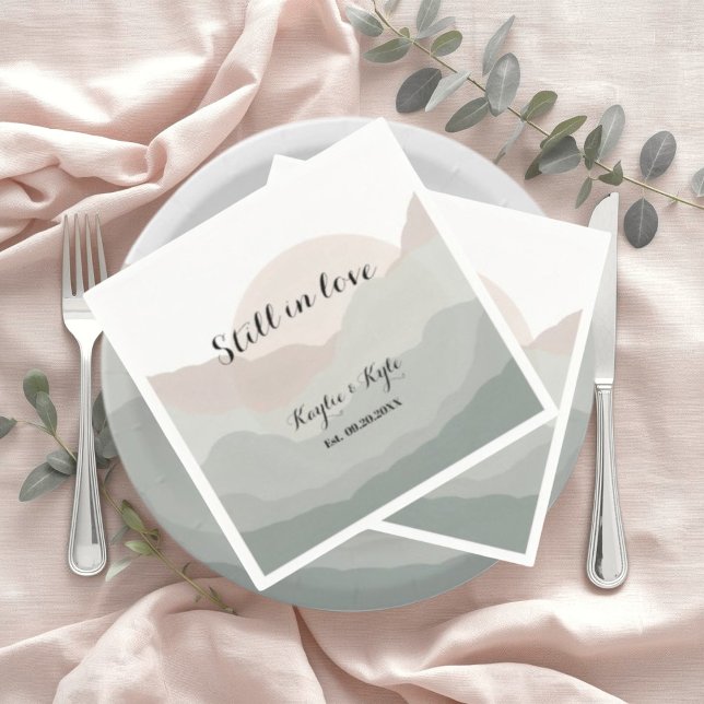 Script Boho Watercolor Berg Årsdag  Pappersservett (Skapare uppladdad)