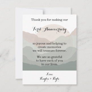 Script Boho Watercolor Mountain 1st Anniversary  Anteckningskort