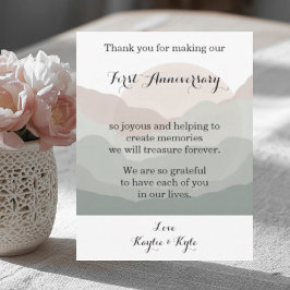 Script Boho Watercolor Mountain 1st Anniversary  Anteckningskort