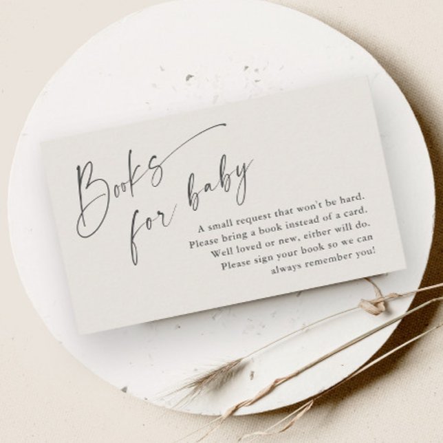 Script Bokar för Baby Neutralt Baby Shower Tilläggskort (Modern script gender neutral boho baby shower books for baby enclosure card.)