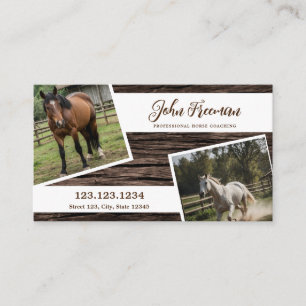 Script Brown Wood Struktur Horse Photo Equine Visitkort