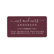 Script Burgundy Bröllop Returadress
