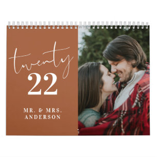 Script Calligraphy Newly Wed Photo Terracotta Kalender