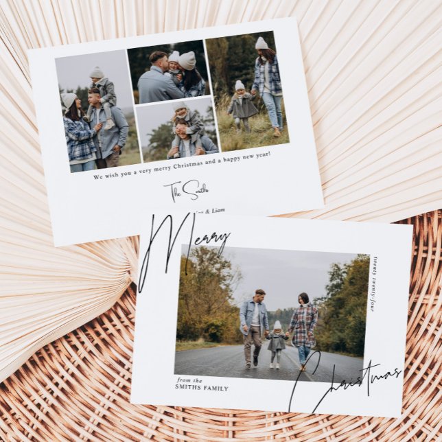 Script Calligraphy Porträtt-julfoto Julkort (Skapare uppladdad)