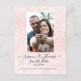 Script Connected Heart Glitter Blush Spara datumet Meddelande Vykort
