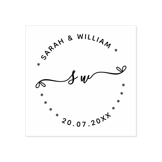 Script Couple Name initial Save the date Wedding Stämpel (Tryck)