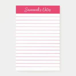 Script Elegant Cherry Red Lined Personalized Post-it Block