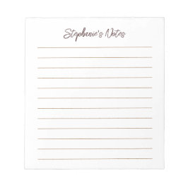  Script Elegant Chocolate Brown Lined Personalized Anteckningsblock