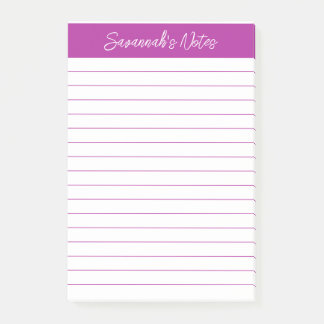 Script Elegant Dark Pink Lined Personalized Post-it Block