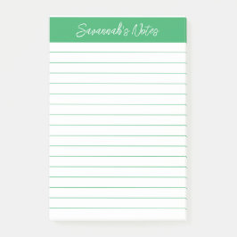 Script Elegant Green Lined Personalized Post-it Block