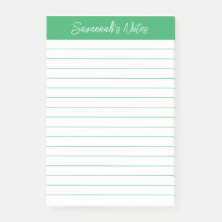 Script Elegant Green Lined Personalized Post-it Block