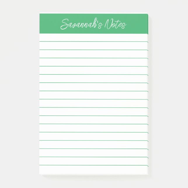Script Elegant Green Lined Personalized Post-it Block (Framsida)