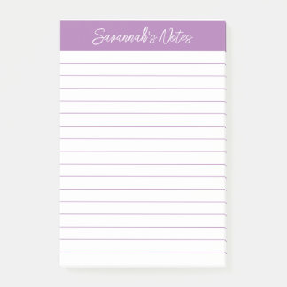 Script Elegant Lavender Lined Personalized Post-it Block
