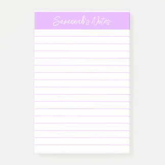 Script Elegant Light Lavender Lined Personalized Post-it Block