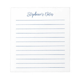  Script Elegant Navy Blue Lined Personalized Anteckningsblock