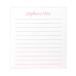  Script Elegant Pink Lined Personalized Anteckningsblock