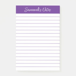 Script Elegant Purple Lined Personalized Post-it Block