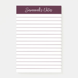 Script Elegant Red Brown Lined Personalized Post-it Block