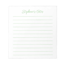  Script Elegant Sage Green Lined Personalized Anteckningsblock