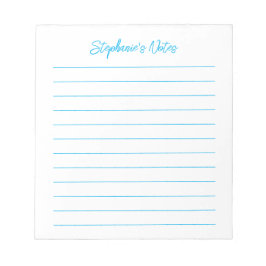  Script Elegant Sky Blue Lined Personalized Anteckningsblock