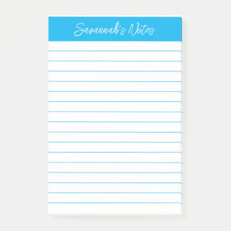 Script Elegant Sky Blue Lined Personalized Post-it Block