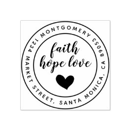 Script Faith Hope Kärlek Round Namn & Returadress Stämpel