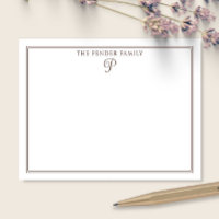 Script Familj Initial Monogram Brun Brevpapper