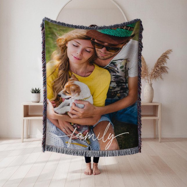 Script Family Photo Woven  Filt (Skapare uppladdad)