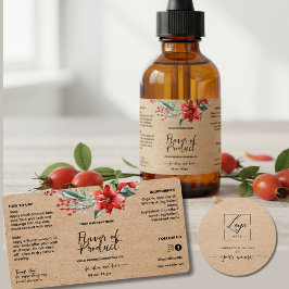 Script Floral Kraft droppflaska Etikett Fraktsedel