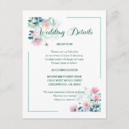 Script Font Pastel Garden Flowers Wedding Tilläggskort