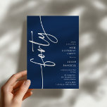 Script Forty' 40-årsfirande Inbjudningar<br><div class="desc">Fira din stora 40-årsdag med stil med vår 'Elegant Script 40-års inbjudan.' Denna inbjudan utstrålar sofistikering med sin eleganta script-typografi,  där ordet 'fyrtio' löper upp på sidan. Dessutom låter vår lättanpassade mall dig lägga till dina egna evenemangsuppgifter utan ansträngning. Säg adjö till krångel och hej till en oförglömlig fest.</div>
