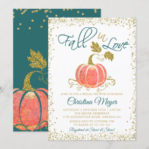 Script Glitter Pumpkin Fall i Kärlek Möhippa Inbjudningar
