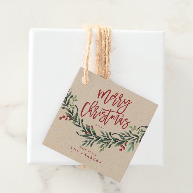 Script god jul gren med bärodgåva fa gåvor etiketter (På plats)