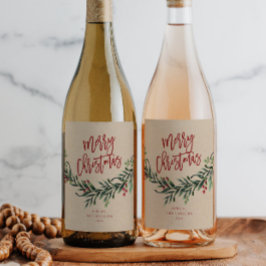 Script God jul Gren med Berries Vinflaska Etikett