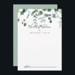 Script Grönt Foliage Bröllop Ord av Wisdom Rådkort<br><div class="desc">Det här manuset, gröntens löv, bröllop ord av visdomskort är perfekt för ett modernt bröllop. Konstruktionen har vattenfärgad handdragen elegant botaniskt eukalyptus grenar och löv, placerad i vackra bouquets och geometriskt mönster. De här korten är perfekter för bröllop, möhippa, babydusch, studentfest och mycket mer. Anpassa korten med namn från bruden...</div>