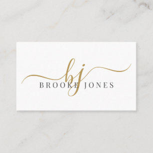 Script Guld Monogram Initialer Namn Telefonkort Visitkort