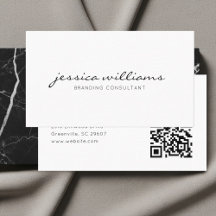 Script Handwritten White Minimalist QR Code