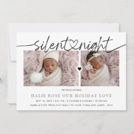 Script Heart Länkad Tyst Natt Foto Collage Julkort