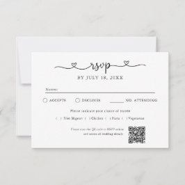 Script Heart QR-kod Foto Off White RSVP OSA Kort