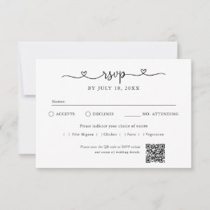 Script Heart QR-kod Foto Off White RSVP OSA Kort