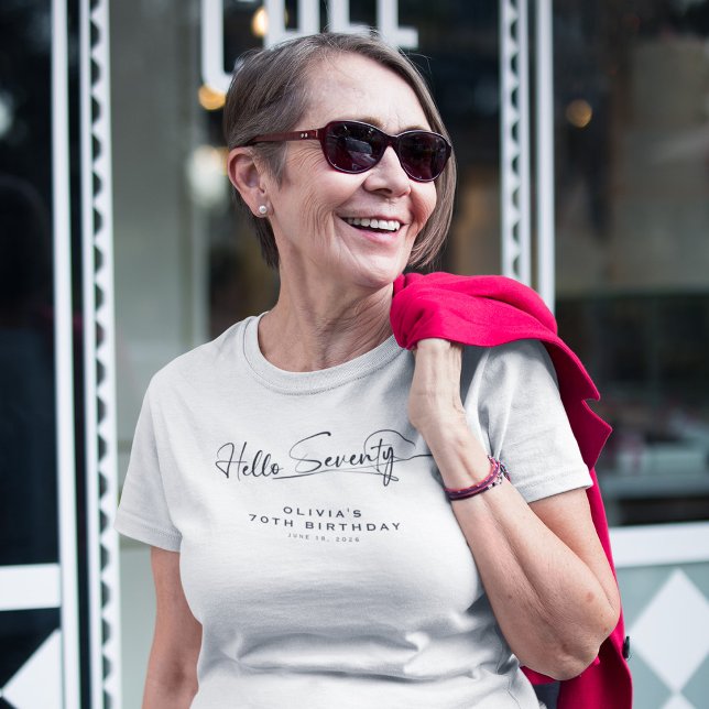 Script Hej Sjuttio Minimalist 70-årsdag T Shirt (Skapare uppladdad)