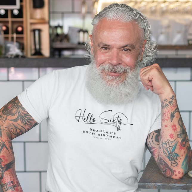 Script Hello Sixty Minimalist 60-årsfirande T Shirt (Skapare uppladdad)