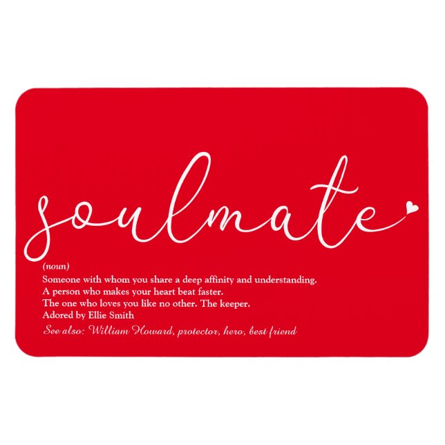 Script Kärlek Heart Soulmate Definition Red Magnet (Horisontell)