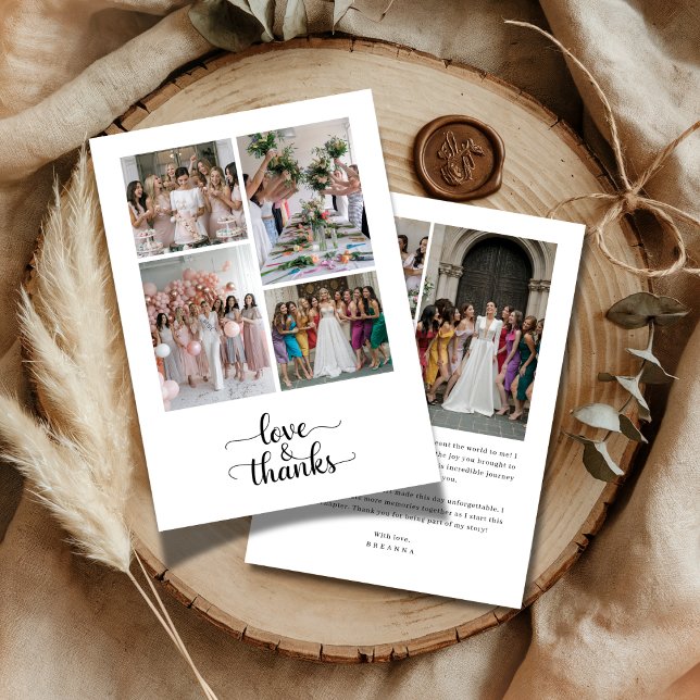 Script Kärlek & Tacksamhet 7 Foto Collage Bröllops Tack Kort (Skapare uppladdad)