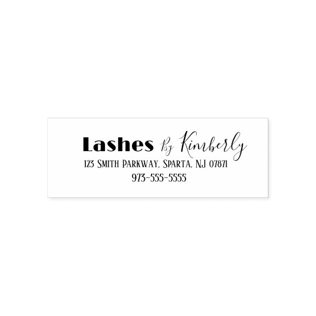 Script Lash Studio Namn Returadress Telefon Självfärgande Stämpel (Design)