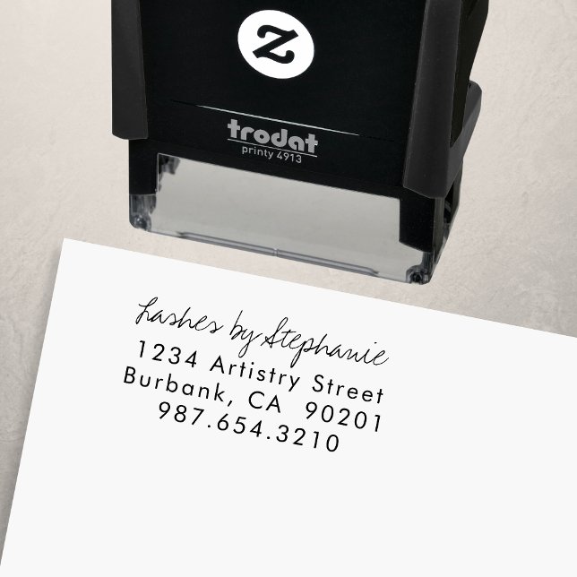 Script Lashes Studio Namn Returadress Telefon Självfärgande Stämpel (Skapare uppladdad)