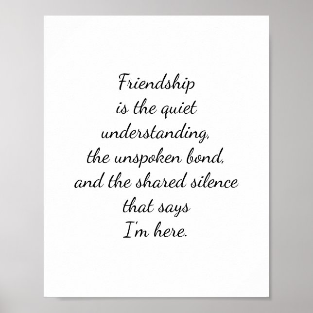 Script Lettering Friendship Quote Art Poster (Framsidan)