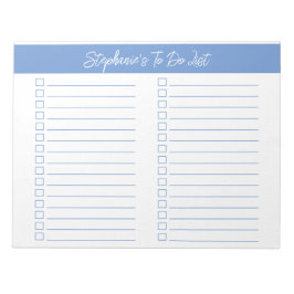 Script Light Blue 8.5x11 Two Column Checklist Anteckningsblock
