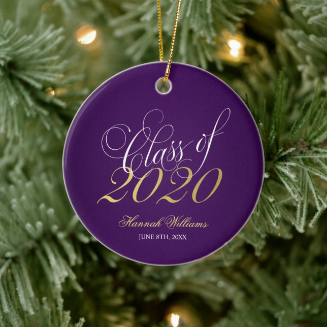 Script Lila Guld-klass för 2020 Studenten Julgransprydnad Keramik (Träd)
